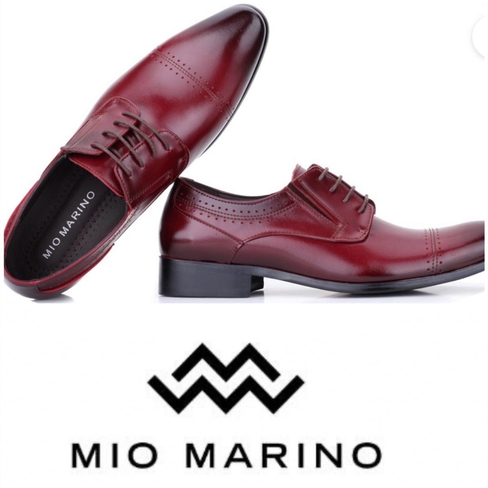 Mio Marino Men’s Captoe Detail Leather Dress Shoes